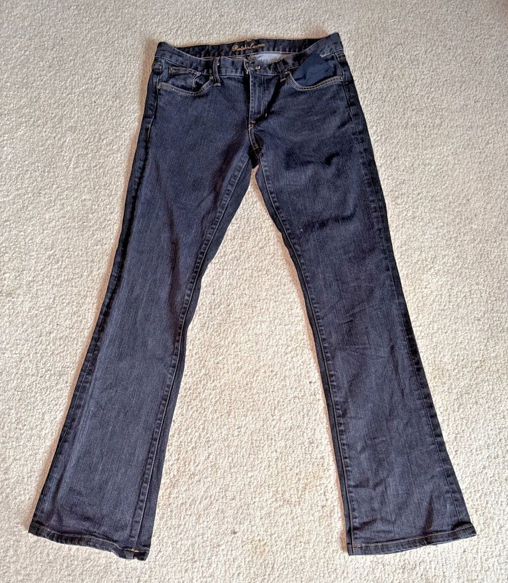 Ralph Lauren Black Label Cotton Black Boot Cut Stretch Denim Jeans | Women's 30